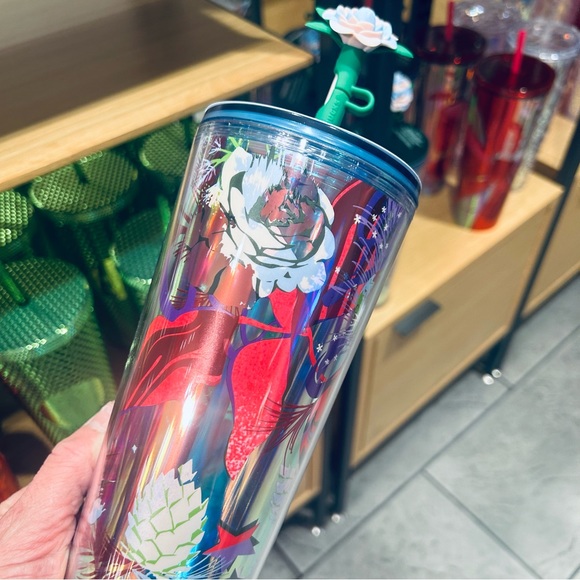 Starbucks Iridescent Rose Top Silicone Topper Tumbler Cup Venti New 2023 Holiday - Picture 1 of 13